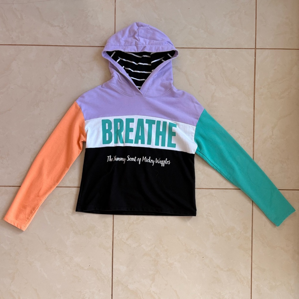 Disney Colorblock 'BREATHE' Hoodie - Lavender, Coral & Teal